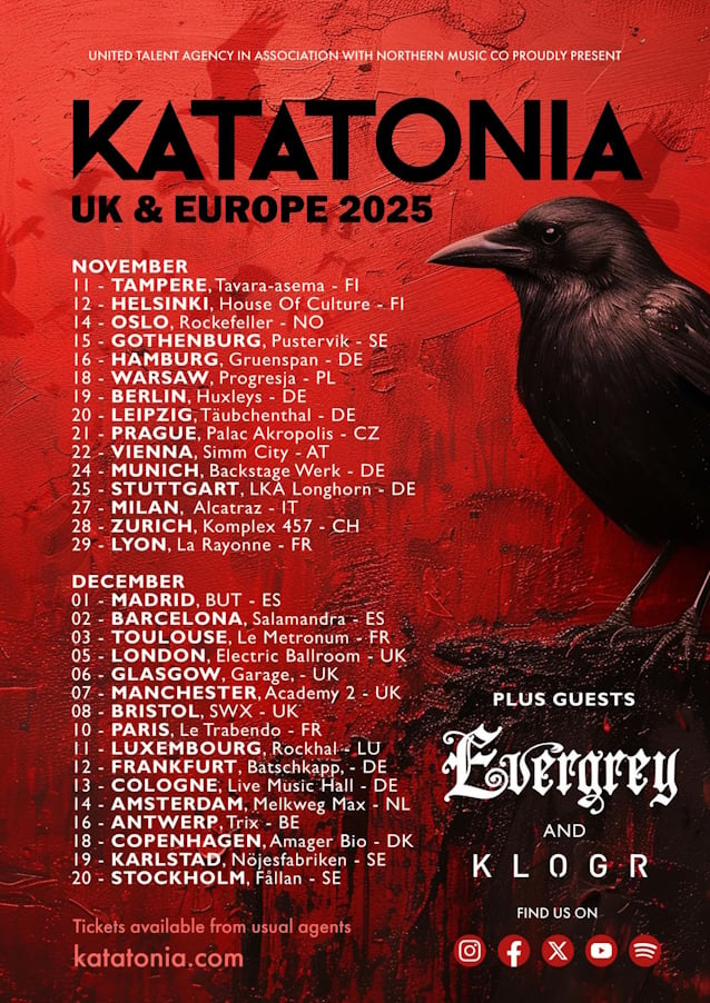 KATATONIA Announces Fall 2025 European Tour