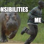 meme of a hippo chasing a guy