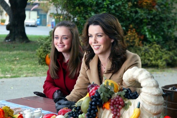 Alexis Bledel as Rory Gilmore and Lauren Graham as Lorelai Gilmore on "Gilmore Girls."