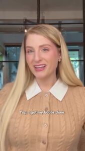 Meghan Trainor announcing she had breast augmentation surgery.