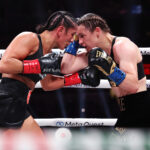 Katie Taylor and Amanda Serrano boxing on Netflix.