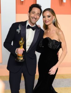 Adrien Brody and Georgina Chapman at the Vanity Fair Oscar Party.