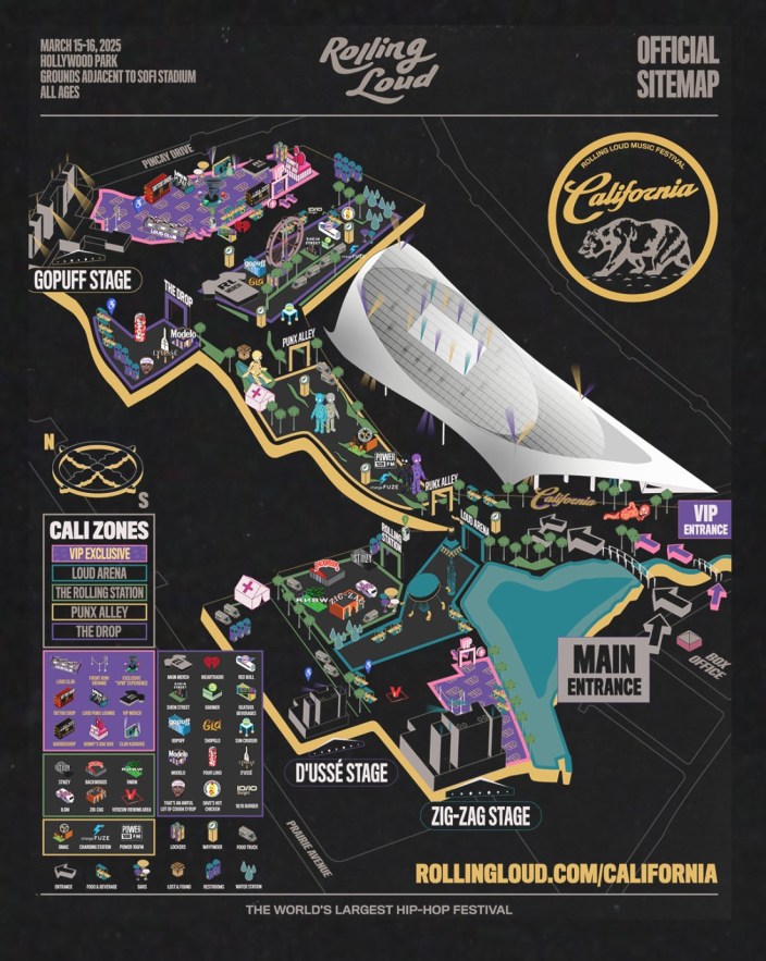 The Rolling Loud California 2025 Sitemap Is Here