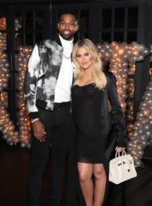 Tristan Thompson and Khloe Kardashian at a birthday celebration.