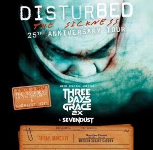 Watch: DISTURBED Joined By THREE DAYS GRACE's ADAM GONTIER And MATT WALST For 'Land Of Confusion' Performance At MSG