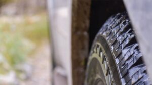 Car tire in Fall