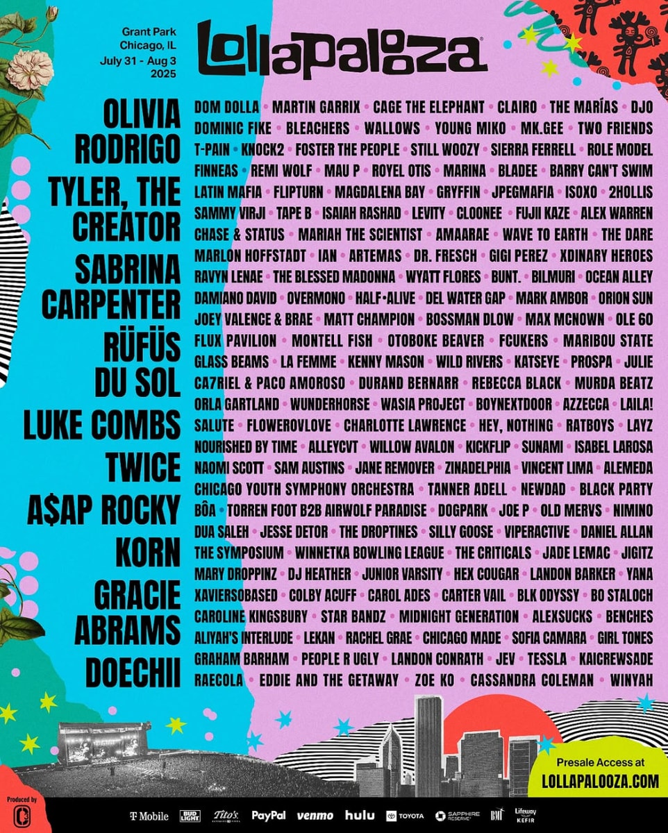 Lollapalooza 2025: Official lineup announcement