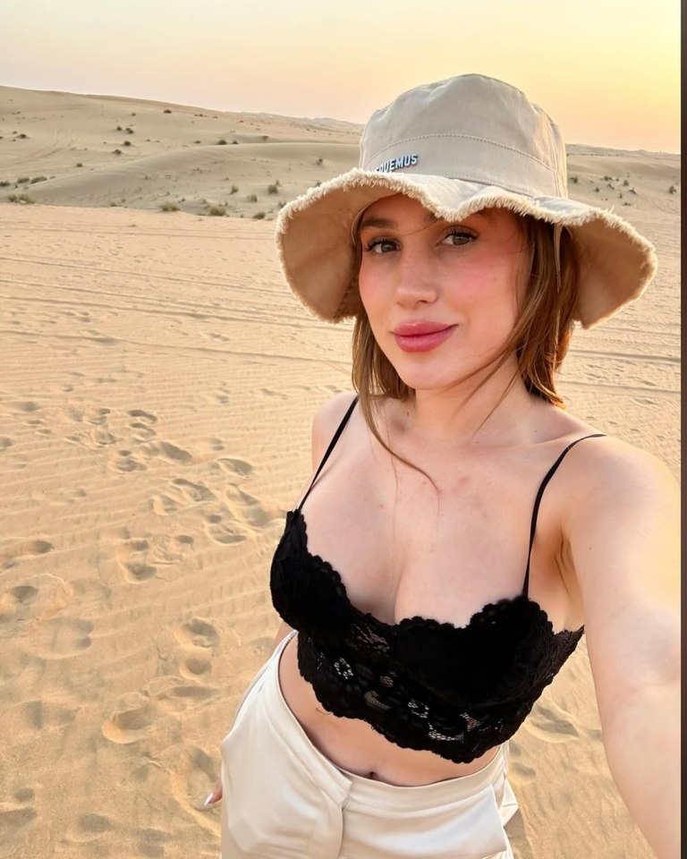 Fernanda Gomez, wife of Canelo, in a desert.