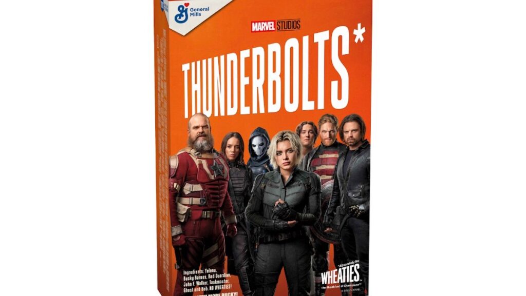 A Wheaties box with the stars of Thunderbolts*