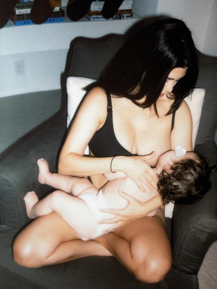 Woman breastfeeding her baby.