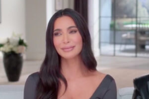 Kim Kardashian in a dark top.