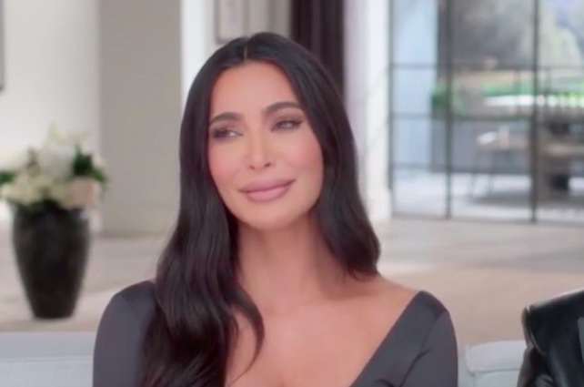 Kim Kardashian in a dark top.