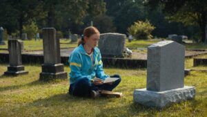Sadie Sink as Max, mourning her brother in Stranger Things 4. Sadie Sink is nominated for a 2025 Tony award