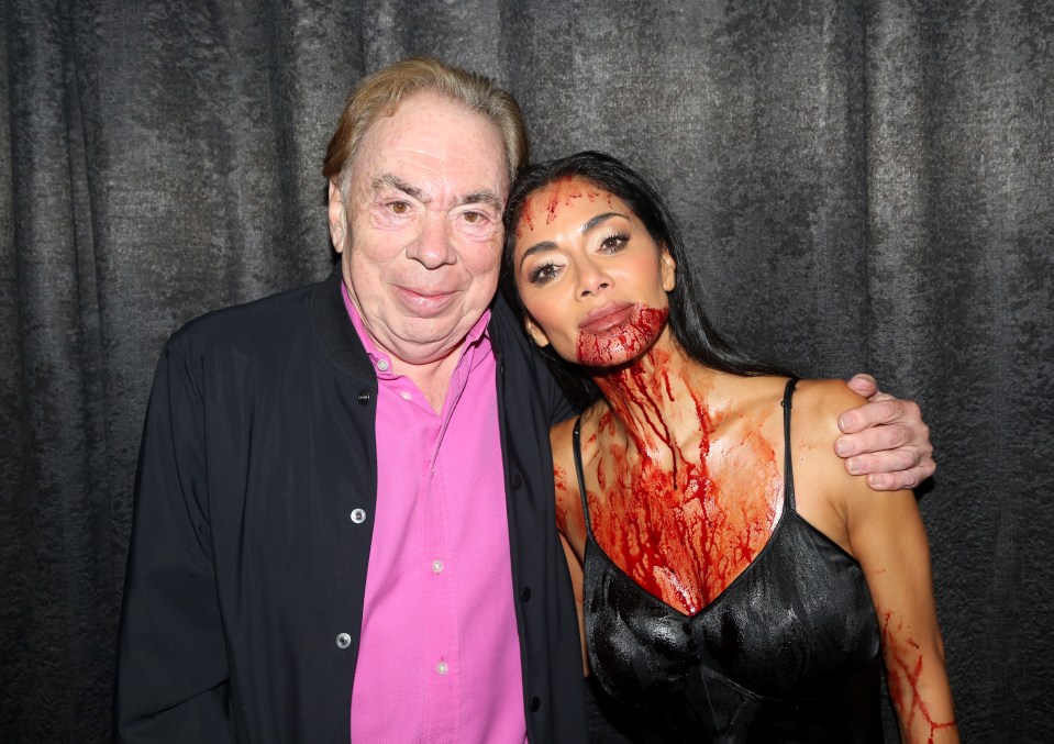 Andrew Lloyd Webber and Nicole Scherzinger backstage at the opening night of "Sunset Blvd."