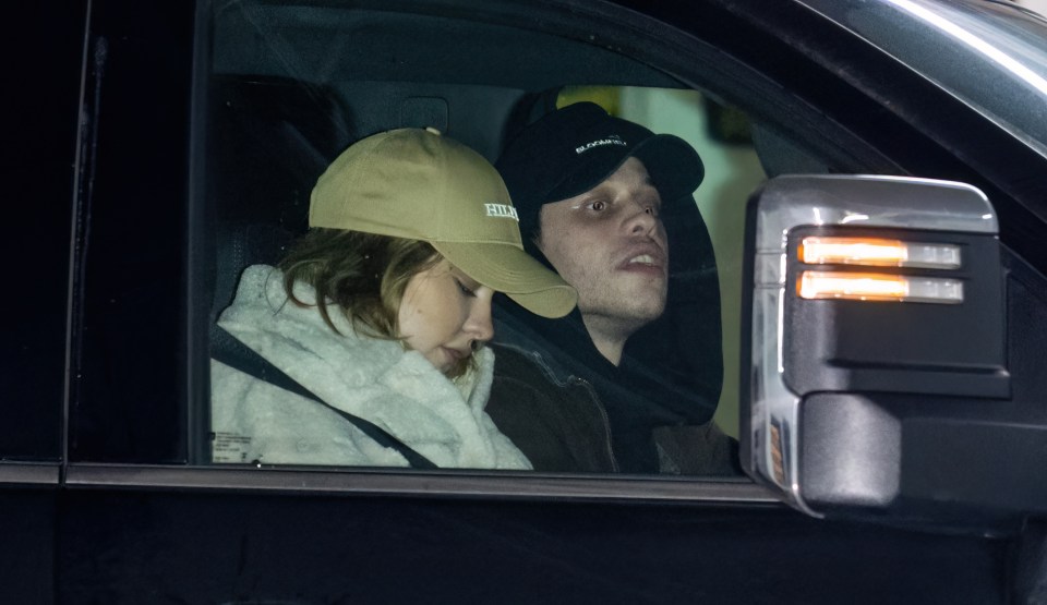Pete Davidson and Madelyn Cline leaving a comedy show.