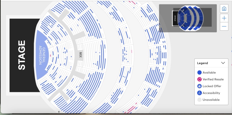 Kelly Clarkson Las Vegas residency seating chart showing many unsold tickets.