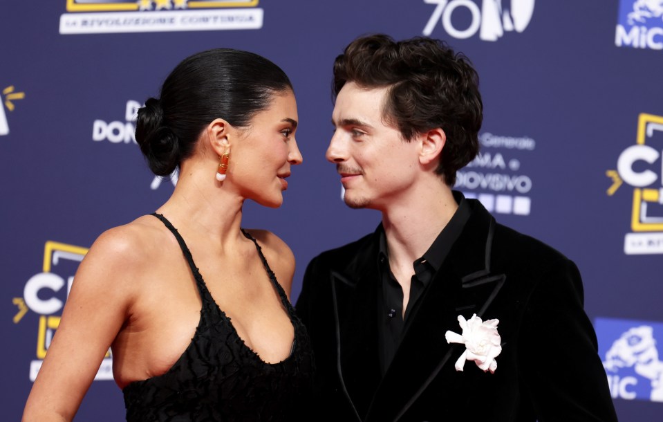 Timothée Chalamet and Kylie Jenner at an awards photocall.