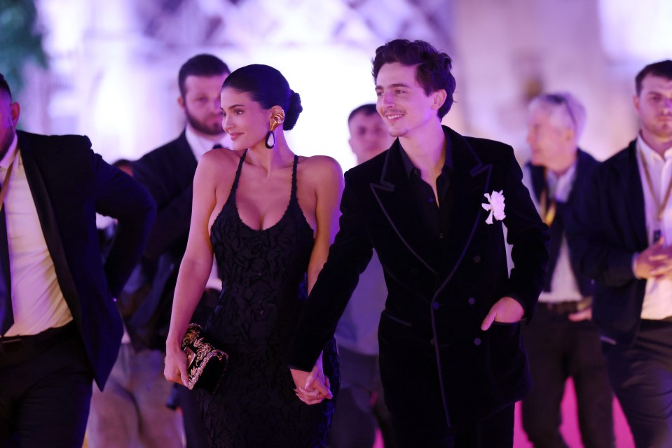 Kylie Jenner and Timothée Chalamet at a photocall.