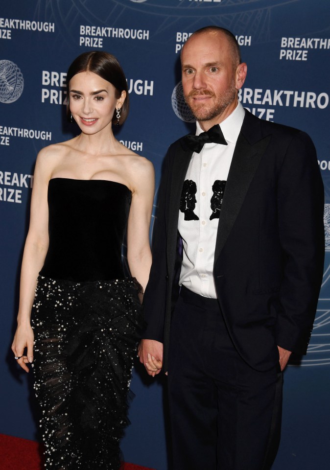 Lily Collins and Charlie McDowell at the Breakthrough Prize Ceremony.
