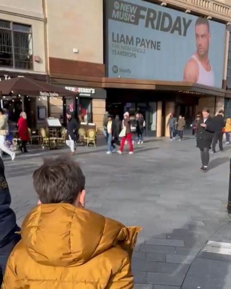 Liam Payne's Teardrops single advertisement in a city.