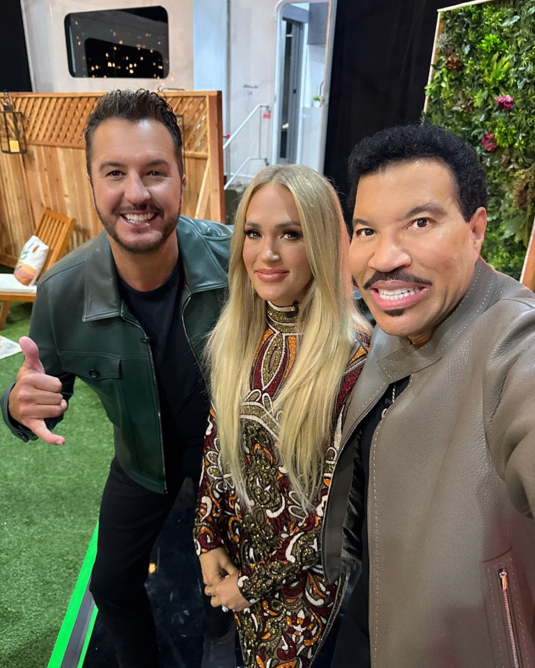 Luke Bryan, Carrie Underwood, and Lionel Richie together.