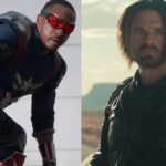 Anthony Mackie as Captain America (L) and Sebastian Stan as Bucky Barnes (R)
