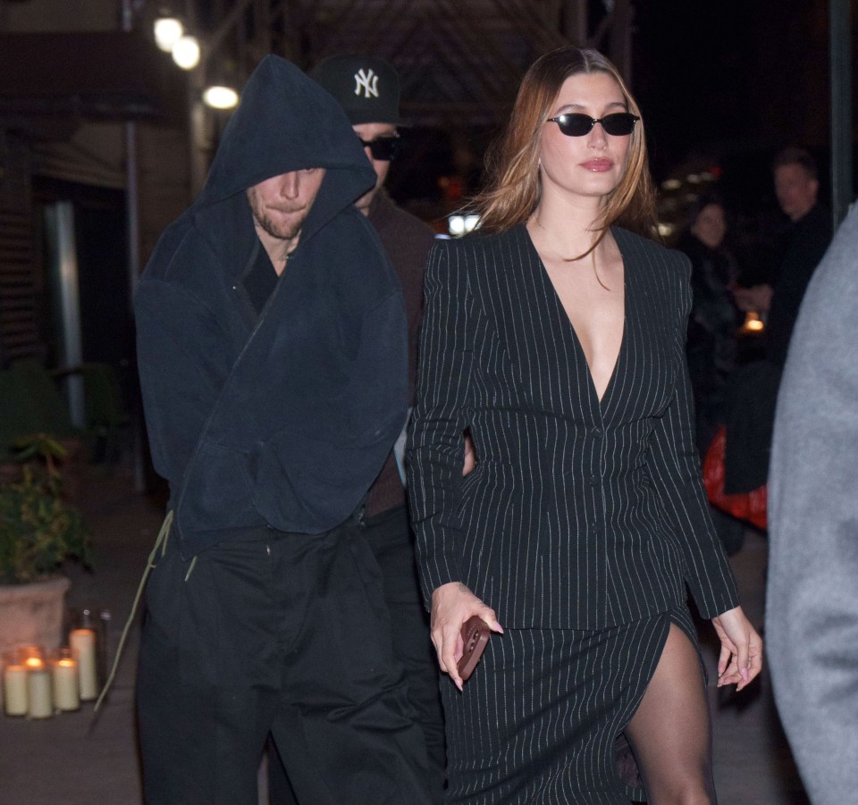 Justin and Hailey Bieber walking together in New York City.