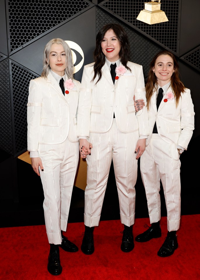 Phoebe Bridgers, Lucy Dacus, and Julien Baker of boygenius at the Grammy Awards.