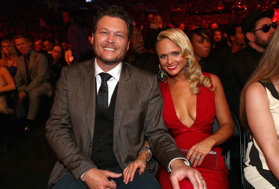 Blake Shelton and Miranda Lambert at the 56th Grammy Awards.