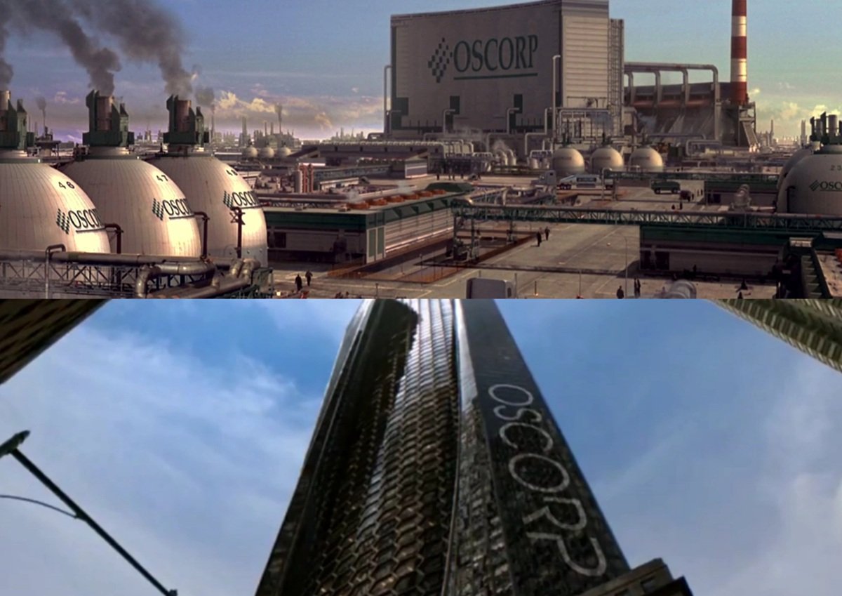 Oscorp in the Sam Raimi Spider-Man films, and in the Marc Webb Amazing Spider-Man films from Sony.