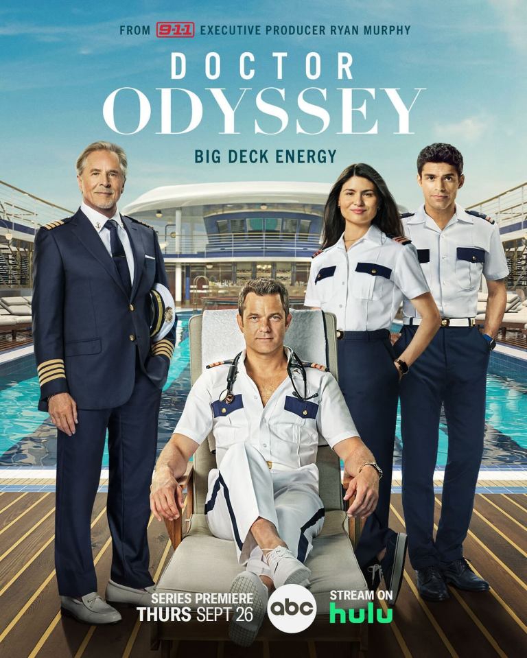 Poster for the TV series *Doctor Odyssey*, showing four main characters in uniform on a cruise ship.