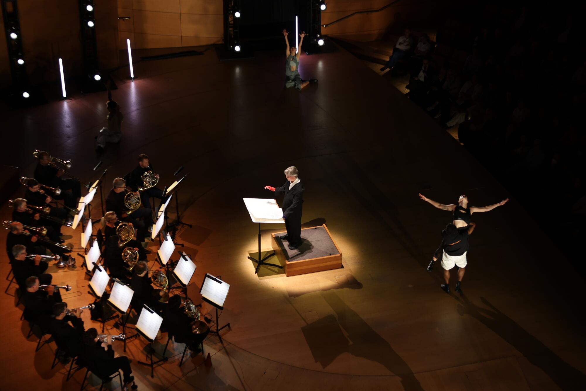 L.A. Dance Project performs on the Disney Hall stage as Salonen conducts.