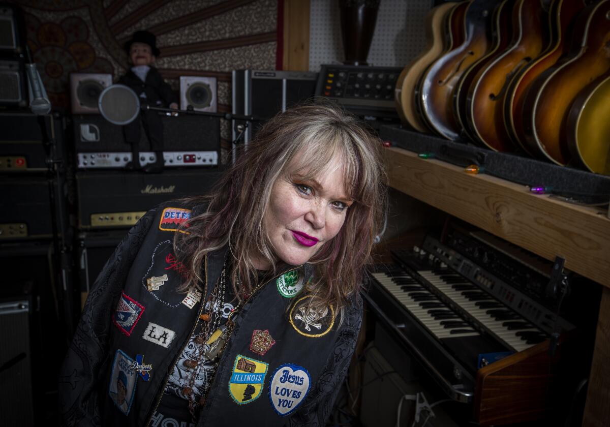 Exene Cervenka in a recording studio