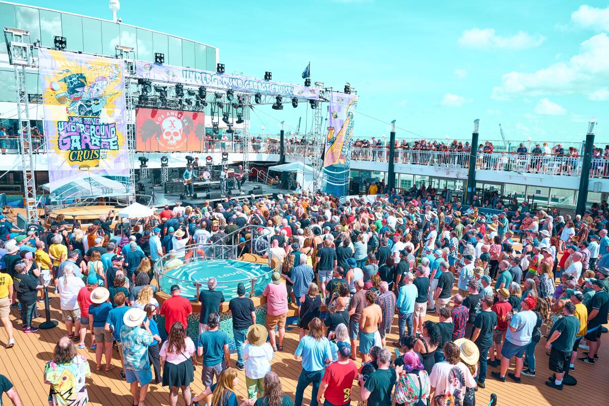 Fans at a concert on a ship
