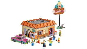 The outside of the LEGO Krusty Burger set on display with minigifs