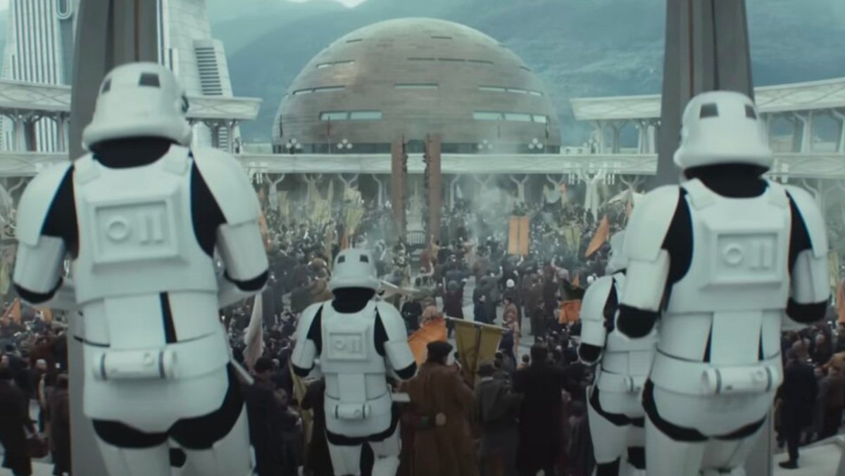 Stormtroopers arrive on the planet Ghorman in season two of Star Wars: Andor.