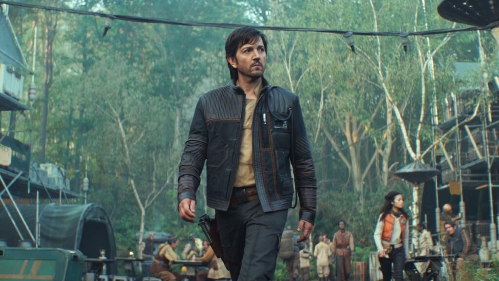 Cassian Andor walking through the Ravin IV base