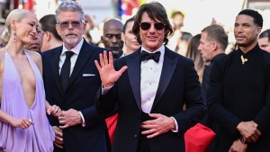 Pom Klementieff, Christopher McQuarrie, Tom Cruise and Greg Tarzan Davis arrives for the screening of the film "Mission: Impossible - The Final Reckoning" at the 78th edition of the Cannes Film Festival in Cannes