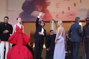 CANNES, FRANCE - MAY 14: Greg Tarzan Davis, Hayley Atwell and Tom Cruise, Pom Klementieff and Tramell Tillman attend the "Mission Impossible - The Final Reckoning" red carpet at the 78th annual Cannes Film Festival at Palais des Festivals on May 14, 2025 in Cannes, France.