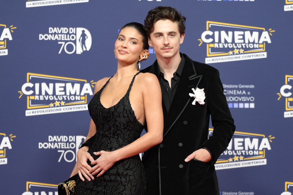 Kylie Jenner and Timothée Chalamet at the David di Donatello 2025 red carpet.