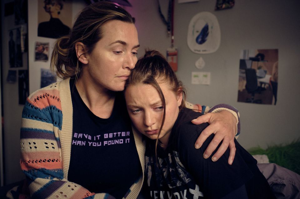 Still image from I Am Ruth, showing Kate Winslet and Mia Threapleton embracing.