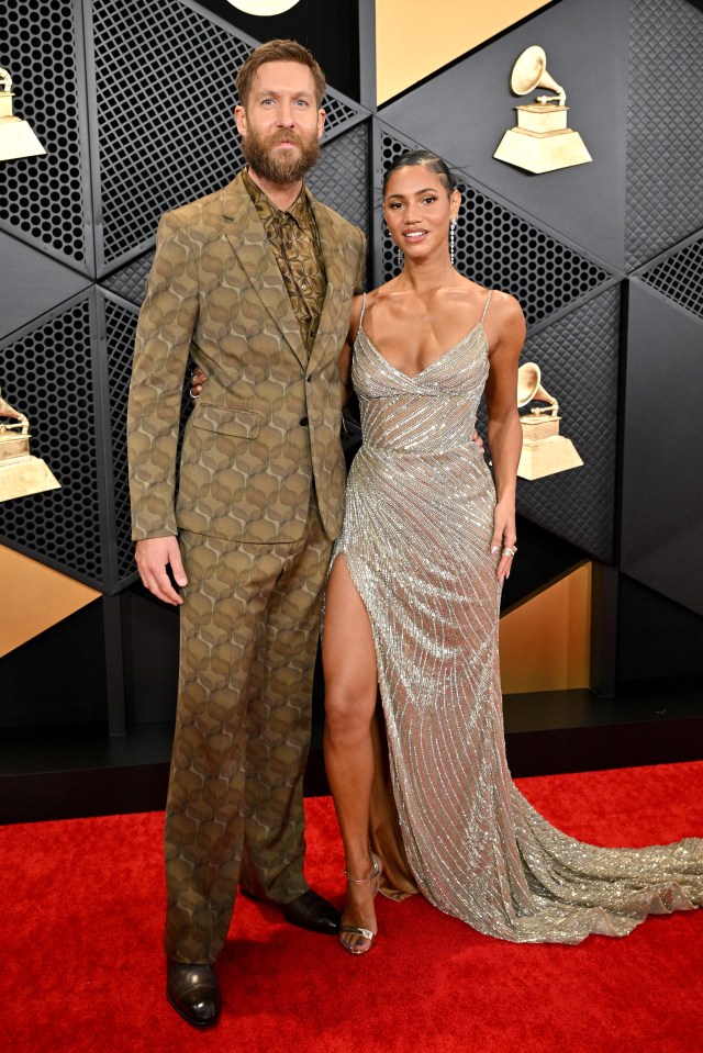 Calvin Harris and Vick Hope at the Grammy Awards.