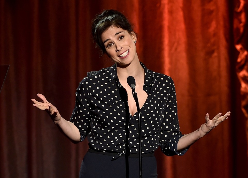 Sarah Silverman speaking at an event.