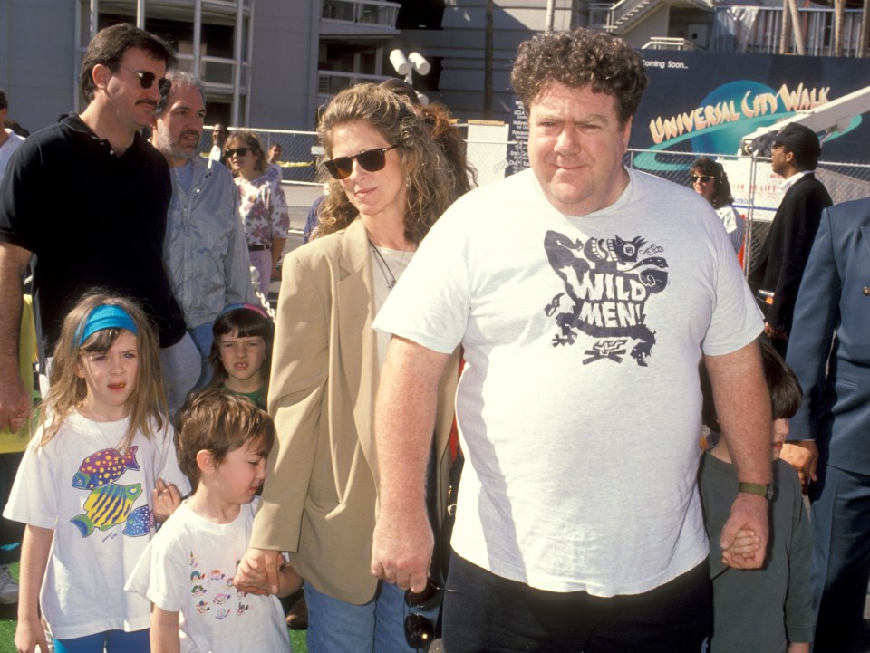 George Wendt, Bernadette Birkett, and their children at a premiere.