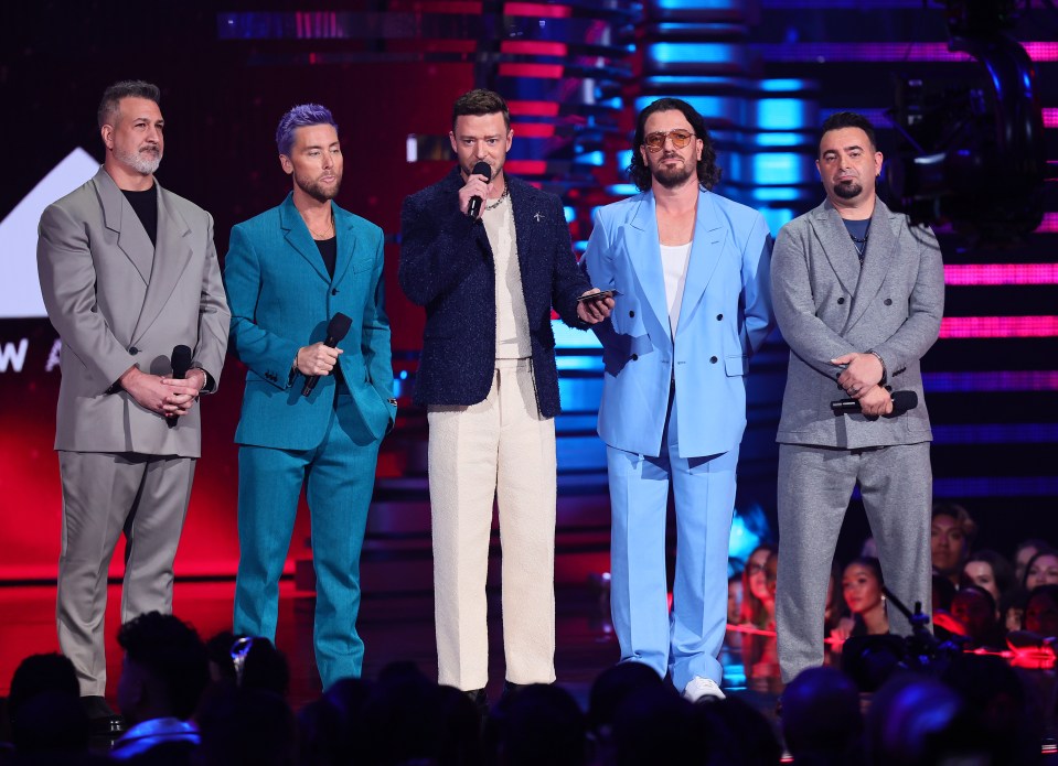 *NSYNC onstage at the 2023 MTV Video Music Awards.