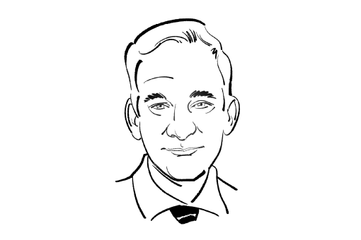 line drawing of a man on a yellow circle