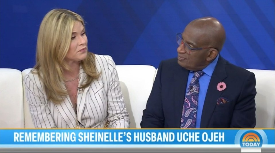 Screenshot of a news segment remembering Sheinelle Jones' husband, Uche Ojeh.