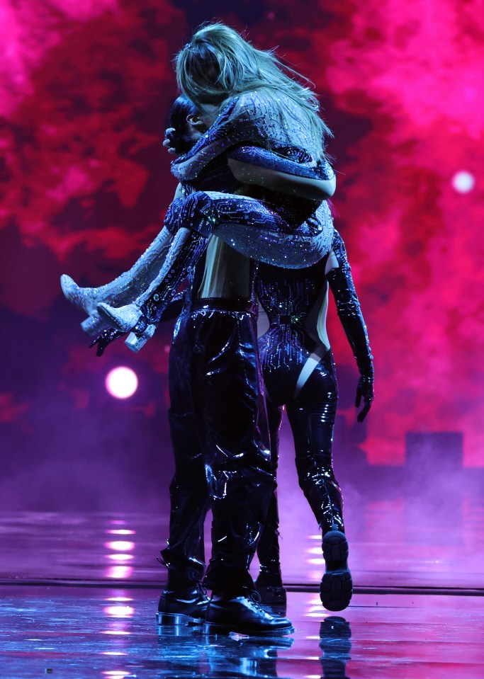 Jennifer Lopez performing onstage.