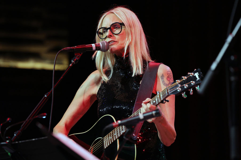 NEW YORK, NEW YORK - NOVEMBER 29: Aimee Mann performs as part of "The Aimee Mann And Ted Leo Christmas Show" at City Winery on November 29, 2024 in New York City.  (Photo by Al Pereira/Getty Images)