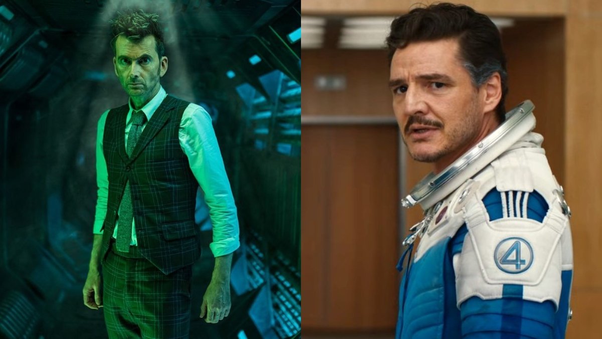 image of david tennant as fourteenth doctor and pedro pascal as reed richards